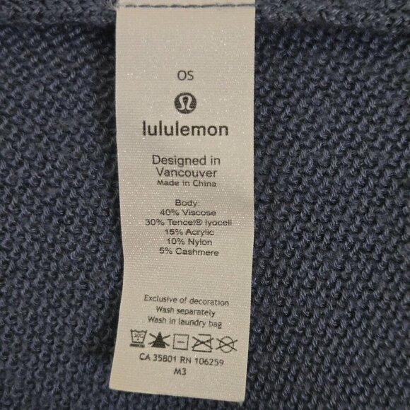 Lululemon Hearts Compass Poncho Blue Denim Cashmere Blend One Size Fits Most - Picture 9 of 10